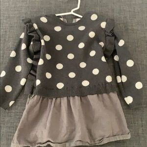 Super cute grey polka dot sweater dress.